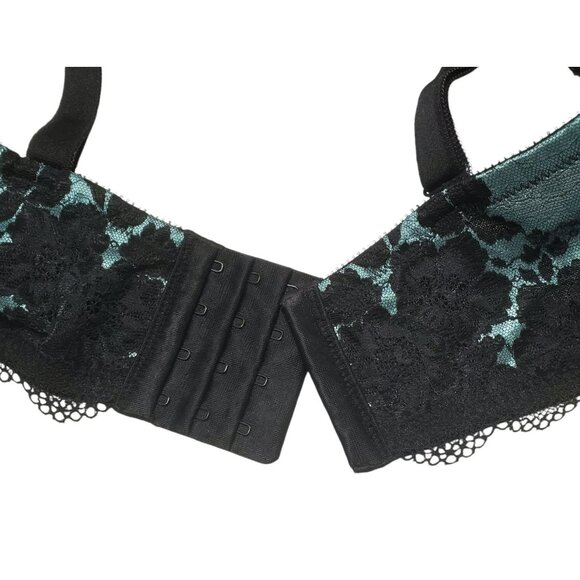 Torrid Curve Sexy Bra Black Teal Floral Underwire PushUp Plunge Crisscross 42DDD - Picture 9 of 11